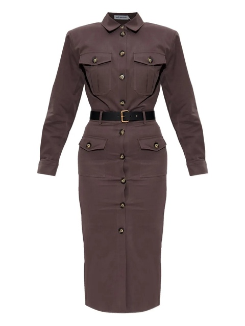 Self-Portrait buttoned-up belted dress - Brown - zdjęcie produktu nr 1