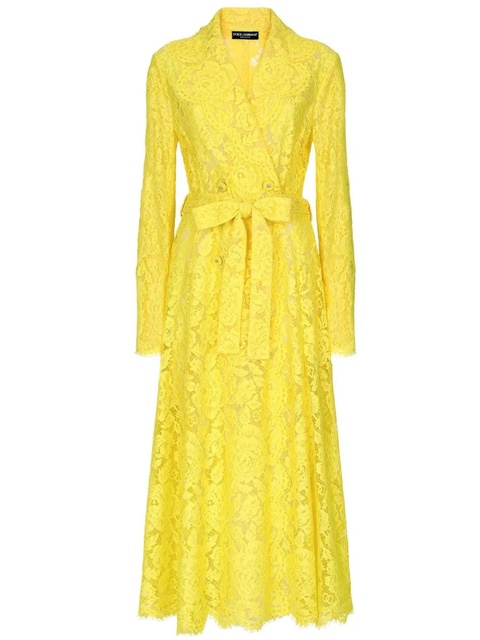 Dolce & Gabbana cordonetto-lace trench coat - Yellow - zdjęcie produktu nr 1