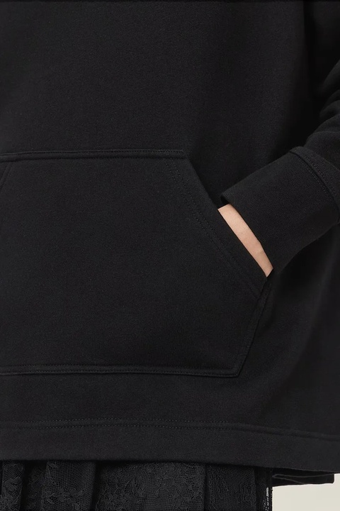 AllSaints bluza z bawełną CRANEO damska kolor czarny z kapturem z aplikacją W064JD - zdjęcie produktu nr 2