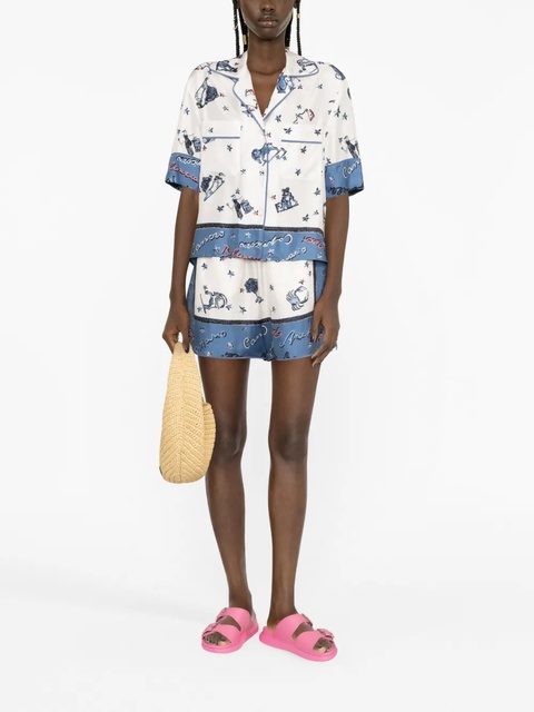FENDI graphic-print silk shorts - White - zdjęcie produktu nr 1