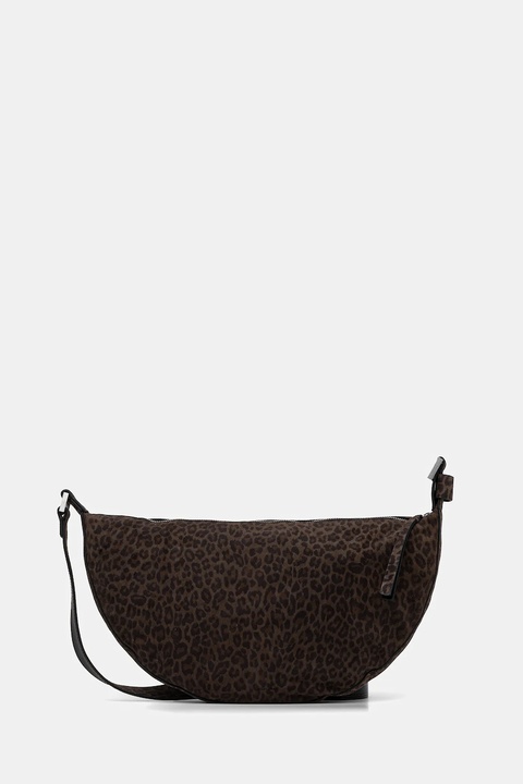 AllSaints torebka zamszowa HALFMOON kolor brązowy W357XD - zdjęcie produktu nr 1