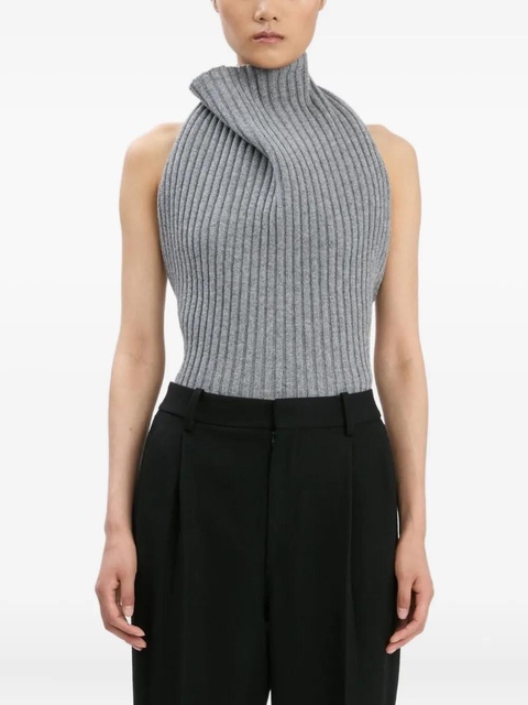 Victoria Beckham ribbed halter neck top - Grey - zdjęcie produktu nr 1