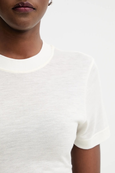 Filippa K t-shirt z domieszką kaszmiru kolor beżowy 31742 - zdjęcie produktu nr 2