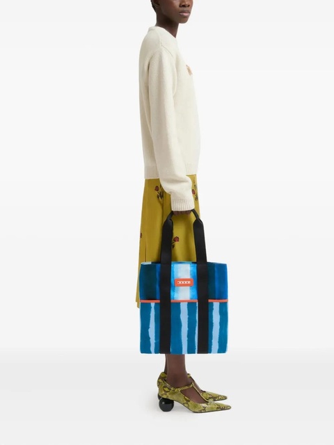 Marni striped tape-handles tote bag - Blue - zdjęcie produktu nr 2