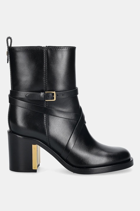 Elisabetta Franchi botki skórzane kolor czarny na słupku SA85B56E2 - zdjęcie produktu nr 2