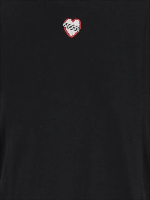 PINKO heart-embellished cotton T-shirt - Black - zdjęcie produktu nr 2