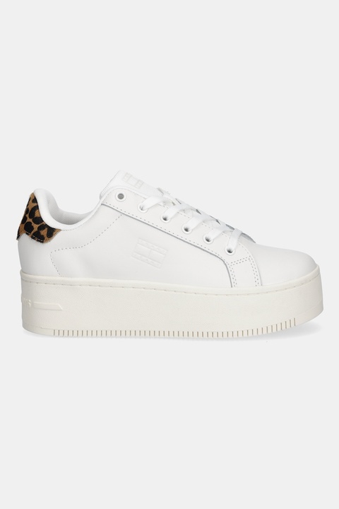 Tommy Jeans sneakersy skórzane TJW FLATFORM LEOPARD SNEAKER damskie kolor biały EN0EN02930 - zdjęcie produktu nr 1