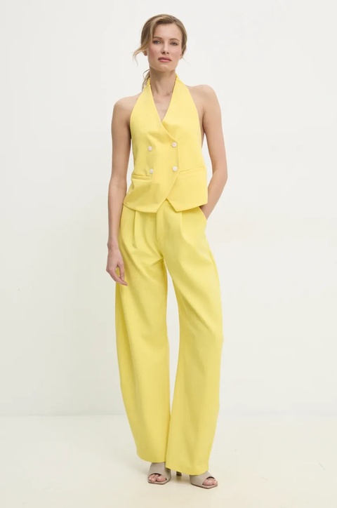 Answear Lab spodnie damskie kolor żółty szerokie high waist - zdjęcie produktu nr 2