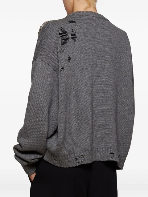 AREA crystal-embellished distressed cardigan - Grey - zdjęcie produktu nr 2