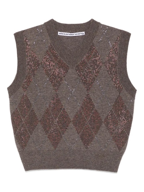 Alexander Wang argyle V-neck vest - Brown - zdjęcie produktu nr 1