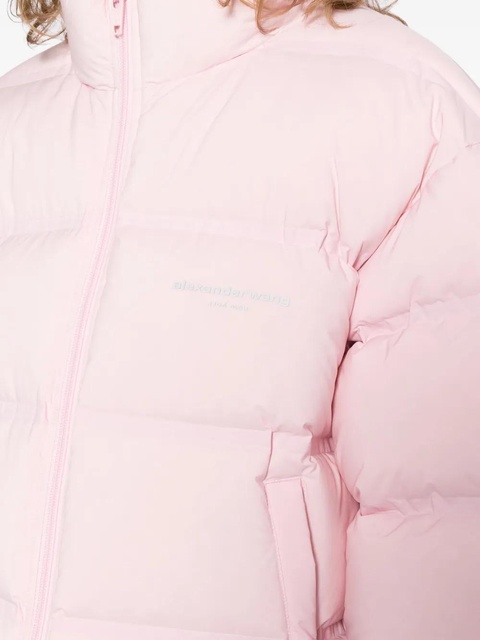 Alexander Wang reflective-logo cropped puffer jacket - Pink - zdjęcie produktu nr 2