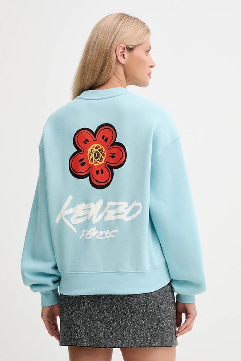 Kenzo bluza bawełniana Kenzo x Futura damska kolor turkusowy z nadrukiem FF62SW4504MB - zdjęcie produktu nr 1