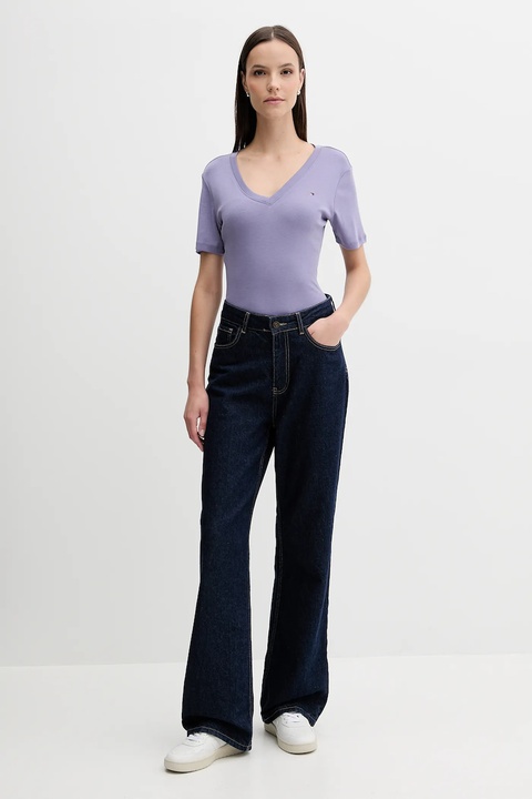 Tommy Hilfiger t-shirt bawełniany damski kolor fioletowy WW0WW40584 - zdjęcie produktu nr 2