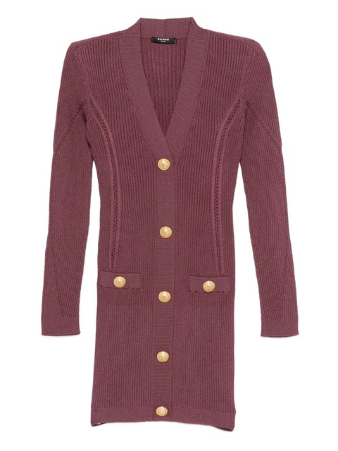 Balmain V-neck knitted mini dress - Purple - zdjęcie produktu nr 1