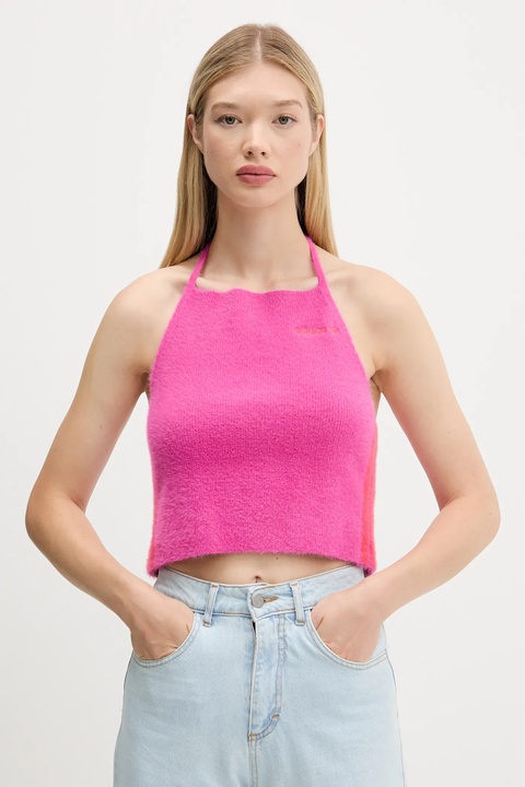 adidas Originals top Fluffy Halter kolor fioletowy odkryte plecy JW6002 - zdjęcie produktu nr 1
