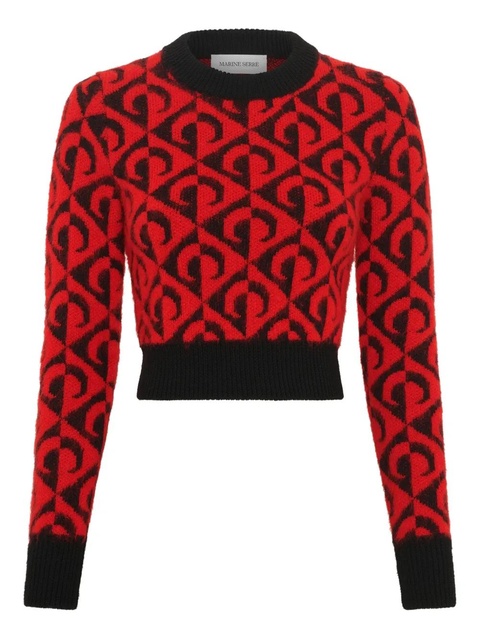 Marine Serre Moon lozenge-knit sweater - Red - zdjęcie produktu nr 1