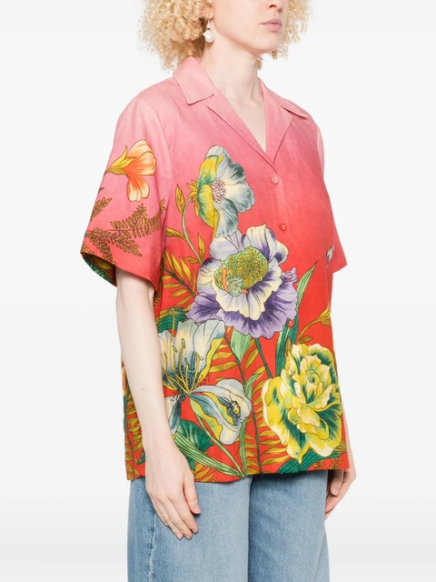 ALEMAIS Inez floral-print linen shirt - Pink - zdjęcie produktu nr 2