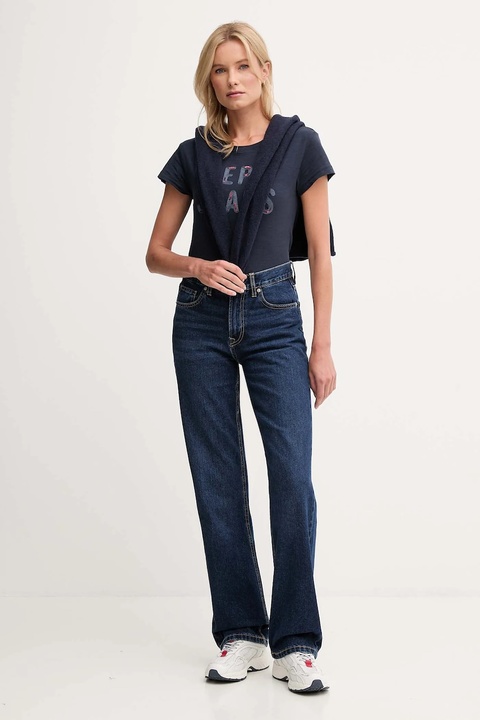 Pepe Jeans t-shirt bawełniany damski kolor granatowy PL5000045 - zdjęcie produktu nr 2