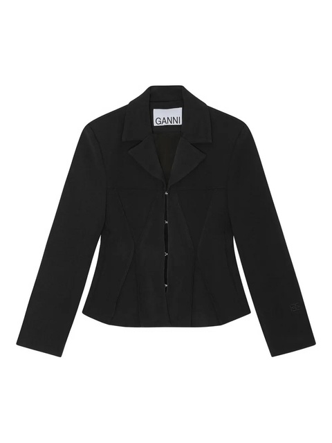 GANNI notched-lapels blazer - Black - zdjęcie produktu nr 1