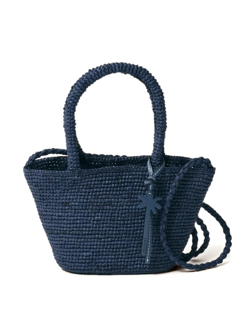 Manebi micro Sunset raffia-weave top-handle bag - Blue - zdjęcie produktu nr 1