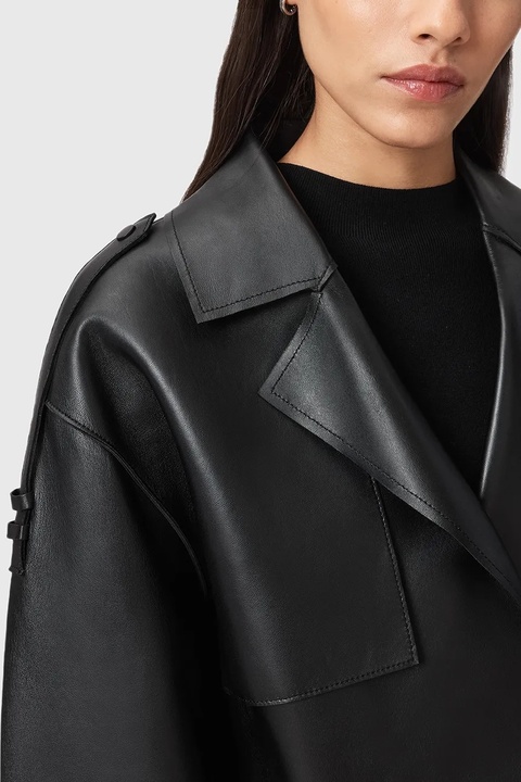 AllSaints kurtka skórzana OPHELIA damska kolor czarny przejściowa oversize W045LB - zdjęcie produktu nr 2