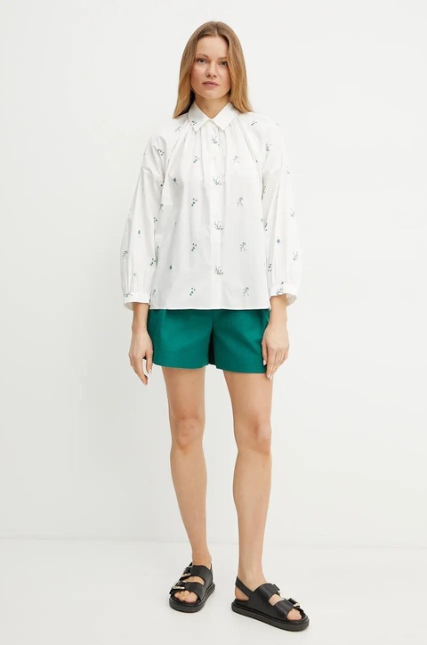 Weekend Max Mara koszula bawełniana damska kolor biały relaxed z kołnierzykiem klasycznym 2515111132600 - zdjęcie produktu nr 2