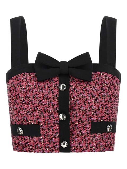Alessandra Rich sequin-embellished tweed top - Pink - zdjęcie produktu nr 1