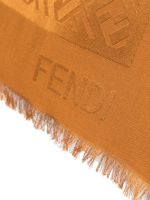 FENDI FF logo silk-wool scarf - Brown - zdjęcie produktu nr 2