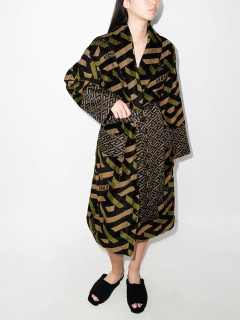 Versace La Greca jacquard bathrobe - Green - zdjęcie produktu nr 2