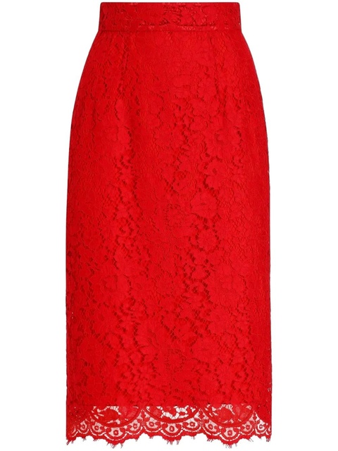 Dolce & Gabbana floral-lace midi skirt - Red - zdjęcie produktu nr 1