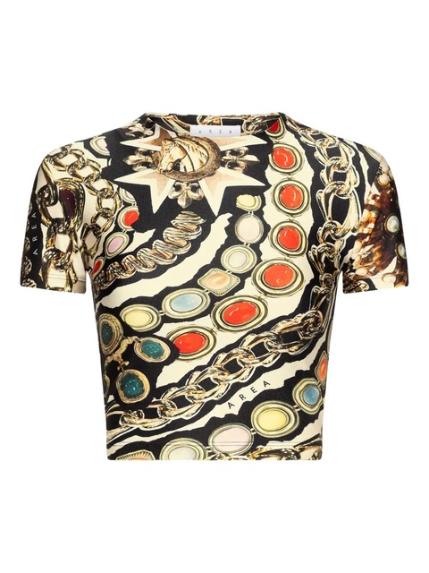 AREA printed cropped t-shirt - Neutrals - zdjęcie produktu nr 1