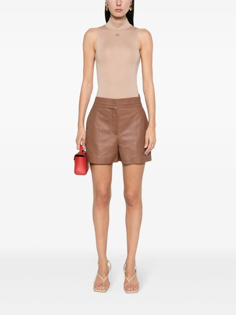FENDI Selleria-stitching leather shorts - Brown - zdjęcie produktu nr 2