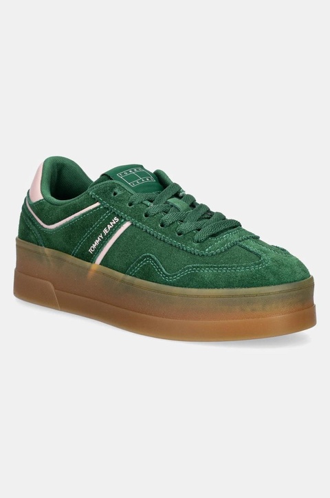 Tommy Jeans sneakersy zamszowe THE GREENWICH FLATFORM SUEDE kolor zielony EN0EN02734 - zdjęcie produktu nr 1