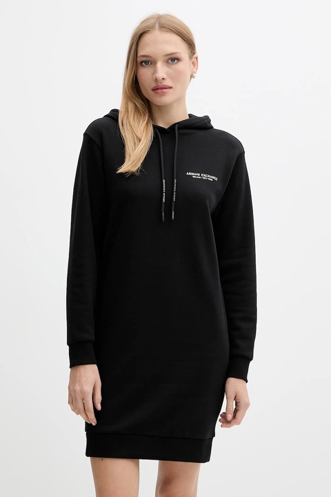 Armani Exchange sukienka bawełniana kolor czarny mini prosta XW001453 AF10830 - zdjęcie produktu nr 1