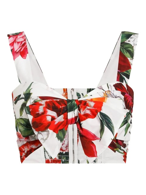 Dolce & Gabbana floral-print crop top - White - zdjęcie produktu nr 1
