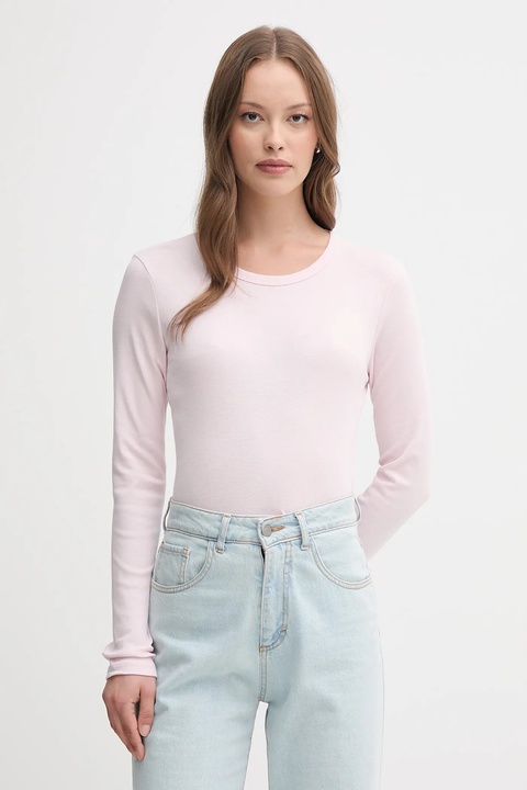 United Colors of Benetton longsleeve bawełniany kolor różowy 3GA2E16F9 - zdjęcie produktu nr 2