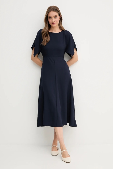 Sandro Ferrone sukienka kolor granatowy midi rozkloszowana S23XBEBRANCALEONE - zdjęcie produktu nr 2