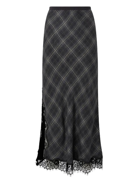 PINKO lace-trimmed checked midi skirt - Black - zdjęcie produktu nr 1