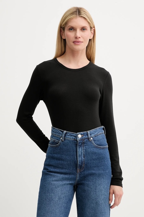 MUNTHE longsleeve z domieszką wełny LUTEST kolor czarny 247112724767 - zdjęcie produktu nr 2