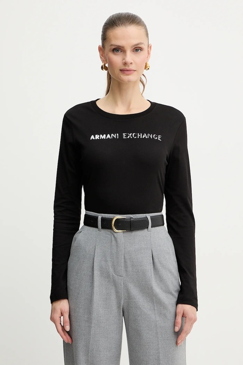 Armani Exchange longsleeve bawełniany kolor czarny XW001383 AF10356 - zdjęcie produktu nr 2