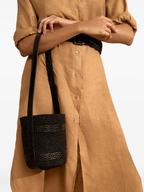 Manebi x Alex Rivière Studio raffia leather shoulder bag - Black - zdjęcie produktu nr 1