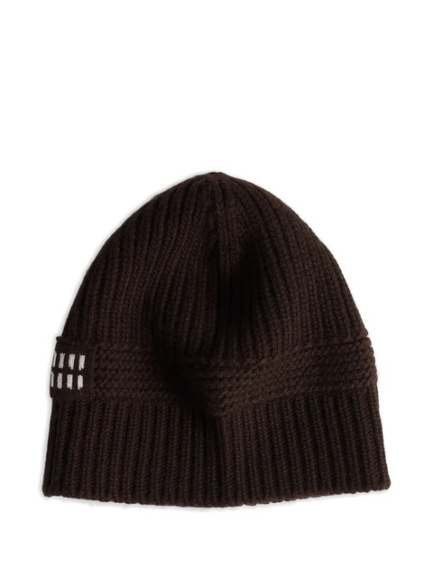 Miu Miu logo-detail knit beanie - Brown - zdjęcie produktu nr 1
