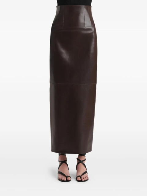 KHAITE Loxley lambskin high-waisted maxi skirt - Brown - zdjęcie produktu nr 1