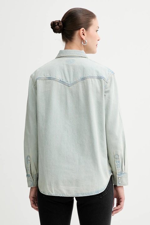 Levi's koszula jeansowa damska kolor niebieski regular z kołnierzykiem klasycznym A7244 - zdjęcie produktu nr 2