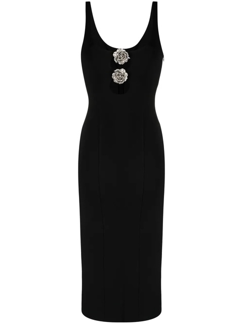 Blumarine metallic floral-appliqué midi dress - Black - zdjęcie produktu nr 1