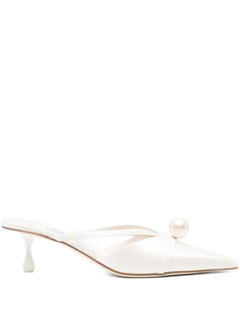 Jimmy Choo 50mm pearl-embellished heeled mules - White - zdjęcie produktu nr 1