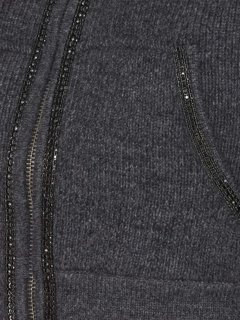 Self-Portrait knitted cropped hoodie - Grey - zdjęcie produktu nr 2