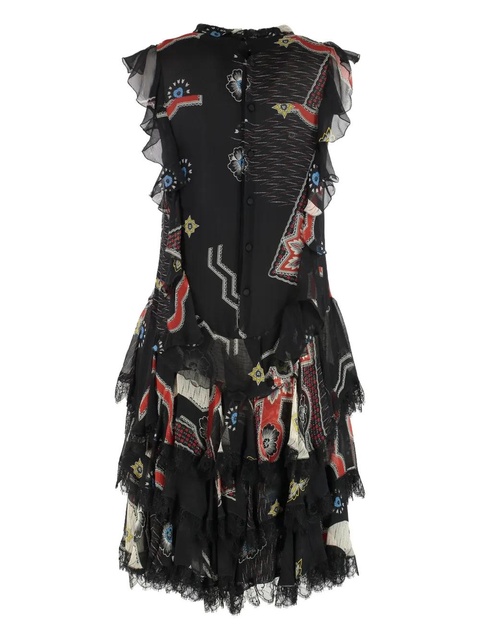 ETRO ruffled print dress - Black - zdjęcie produktu nr 2