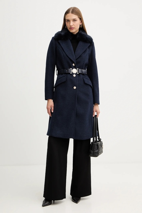 Guess płaszcz z domieszką wełny NEW PATRICE kolor granatowy W5BL25 W2672 - zdjęcie produktu nr 2