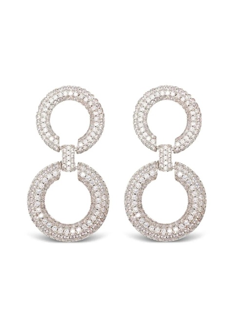 Self-Portrait double-circle embellished earrings - Silver - zdjęcie produktu nr 1